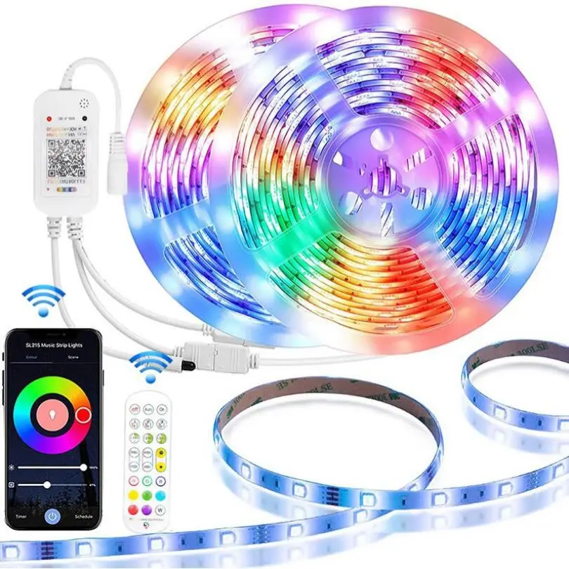 24V питание интеллектуальная беспроводная (Wi-Fi) голосовой контроль) Светодиодная лента с usb-питанием платы для ТВ-подсветка музыки полосы света RGB 30led м 5 м/Лот Белый SMD5050