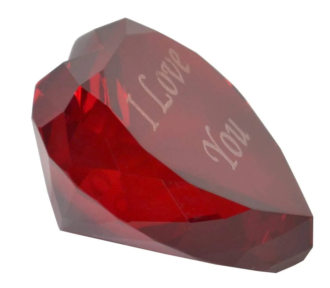 natural fancy decorative red heart glass crystal diamond for wedding gift