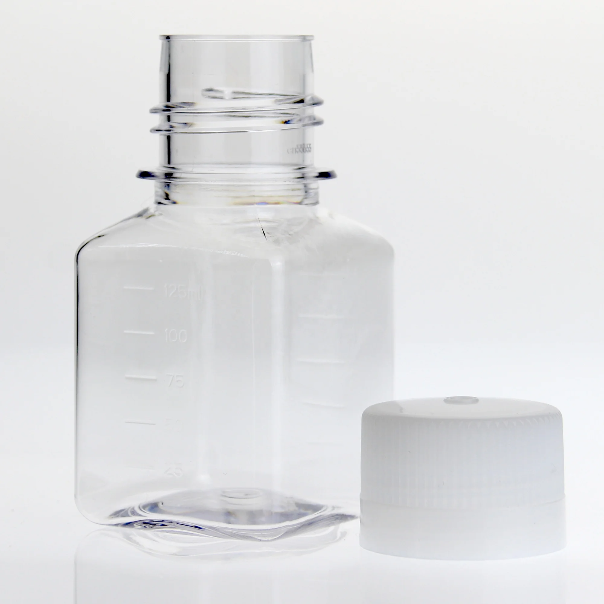 G0125 sterile Clear Square Serum Bottles 125ml petg plastic media bottle 30ml 50ml 60ml 250ml 500ml 1000ml