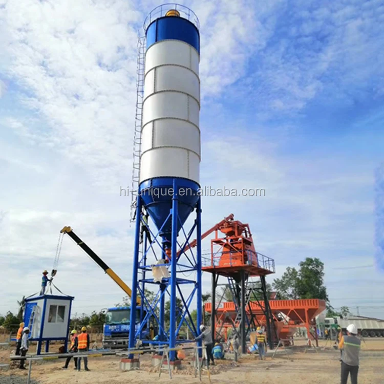 Engineering Construction Equipment HZS50 Concrete Mixer Machinery Concrete Mixing Plant with Twin Shaft Concrete Mixer