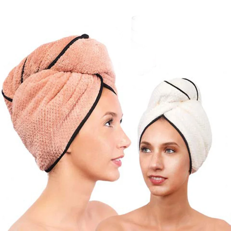 Полотенце для волос, быстросохнущее полотенце из микрофибры для волос, Волшебная сушильная обертка, тюрбан, банное полотенце для душа с кнопками