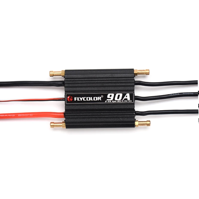 Водонепроницаемый двухсторонний бесщеточный электронный контроллер скорости FlyMonster 90A ESC 2-6s с водяным охлаждением для радиоуправления хобби лодок