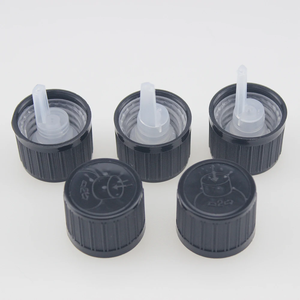 Hot sale 18mm CRC childproof essential oil bottle plastic cap With short Dropper Insert