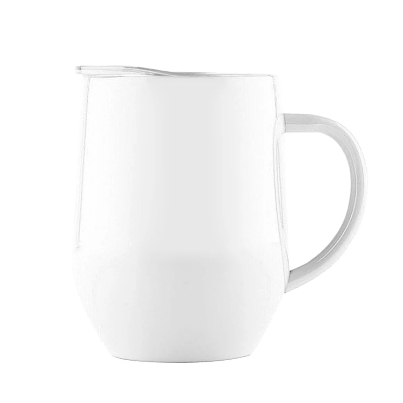 12 oz stainless steel coffee tumbler with handles and clear lids double wall insulation water mugs car cups