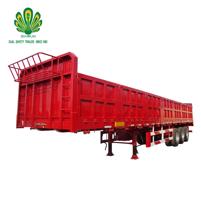3/4 axles side wall semi trailer flat bed enclosed cargo truck trailer