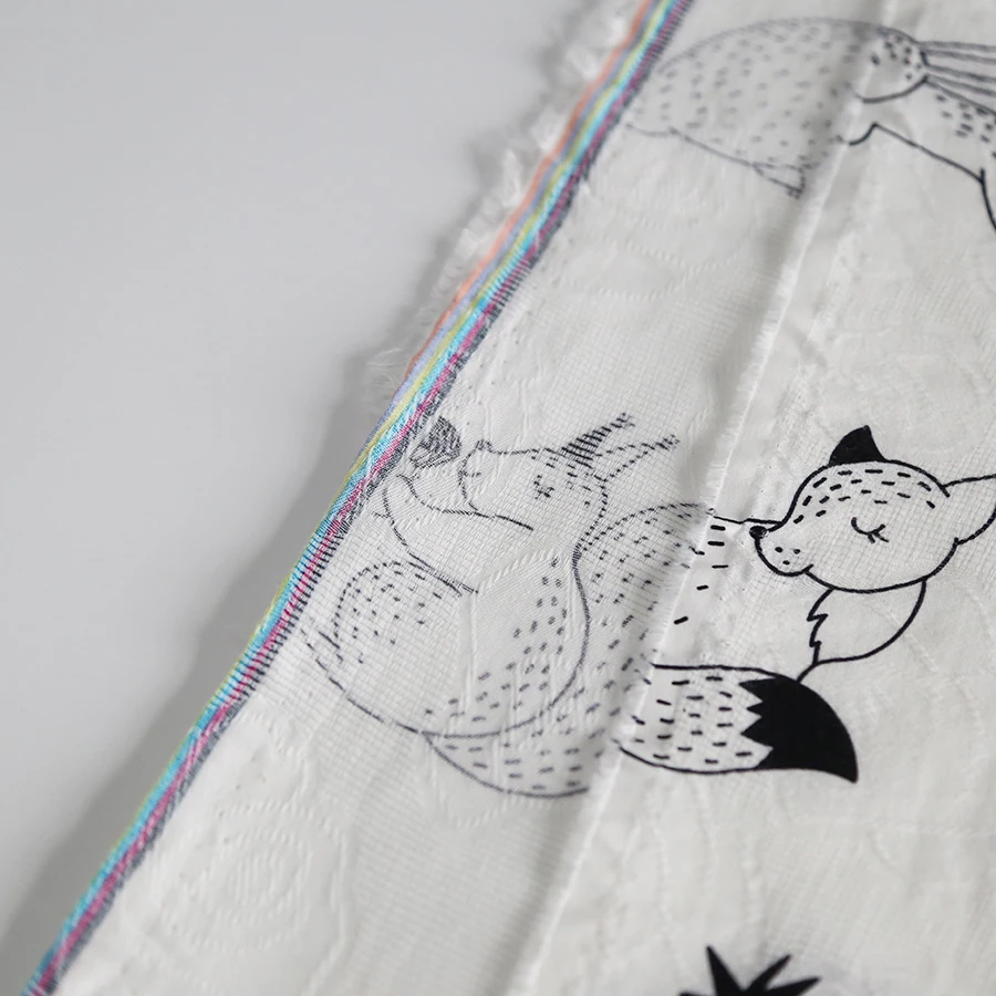 Wholesale Custom Digital Printing fox design  on Cotton Jacquard fabric for kids