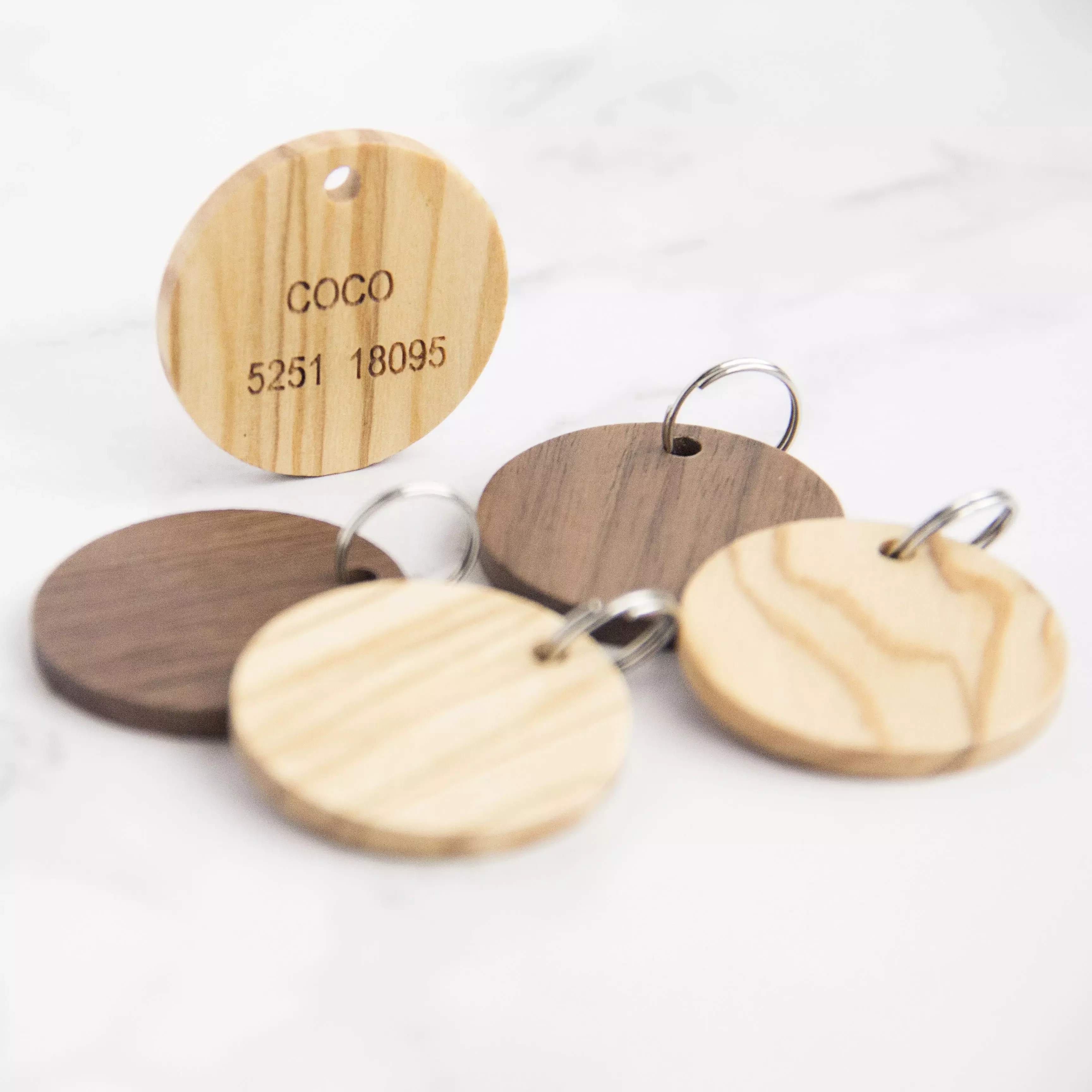 Small custom size color round wood tag wood printed tags pet collar wooden name tags