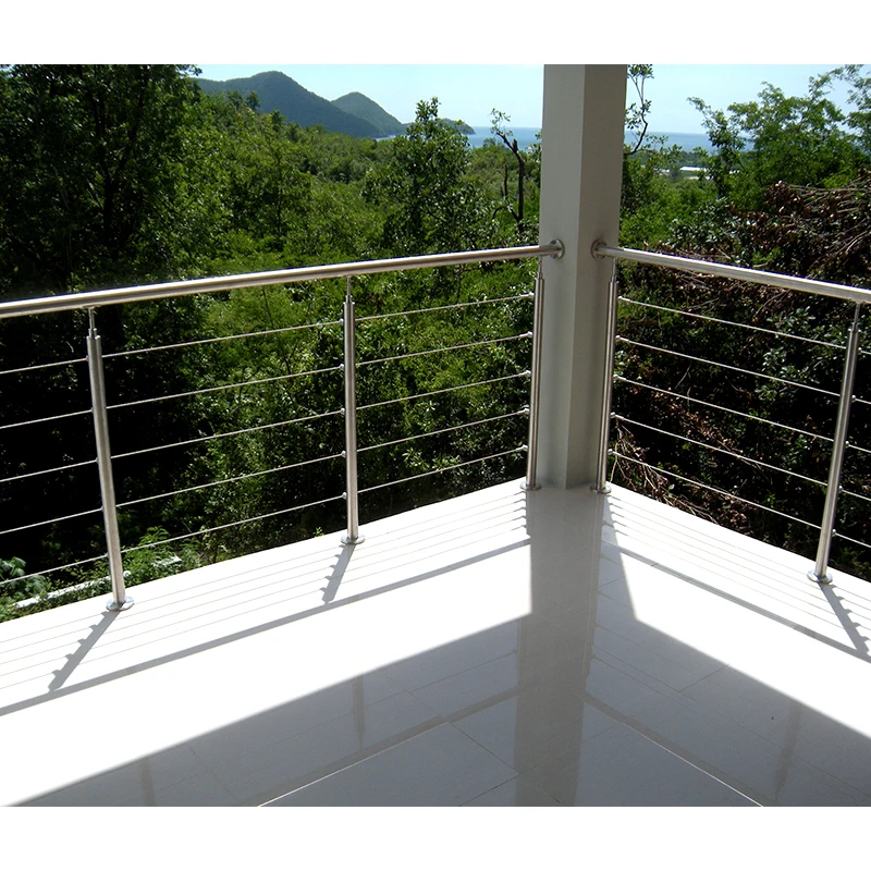 Hot Sale Stainless Steel Cable Post Balcony Wrought Iron Balustrade Wire Cable Side Mount Deck Railing