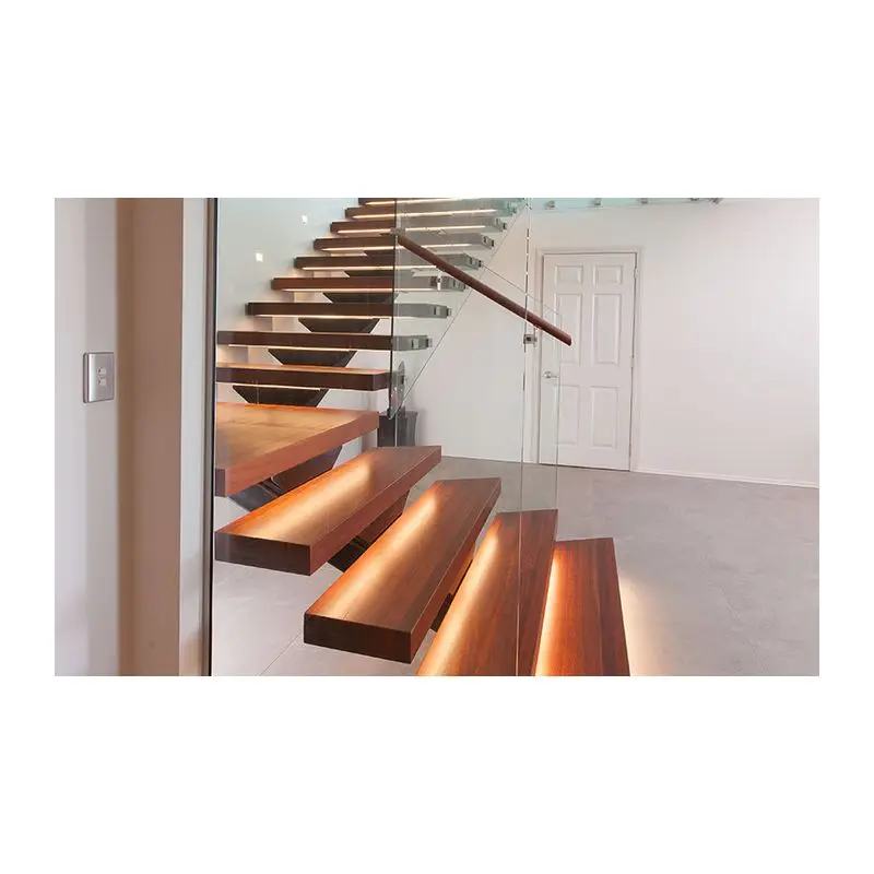 lowest price China high quality indoor staircase design floating stairs treads marble modern house floating straight stair case