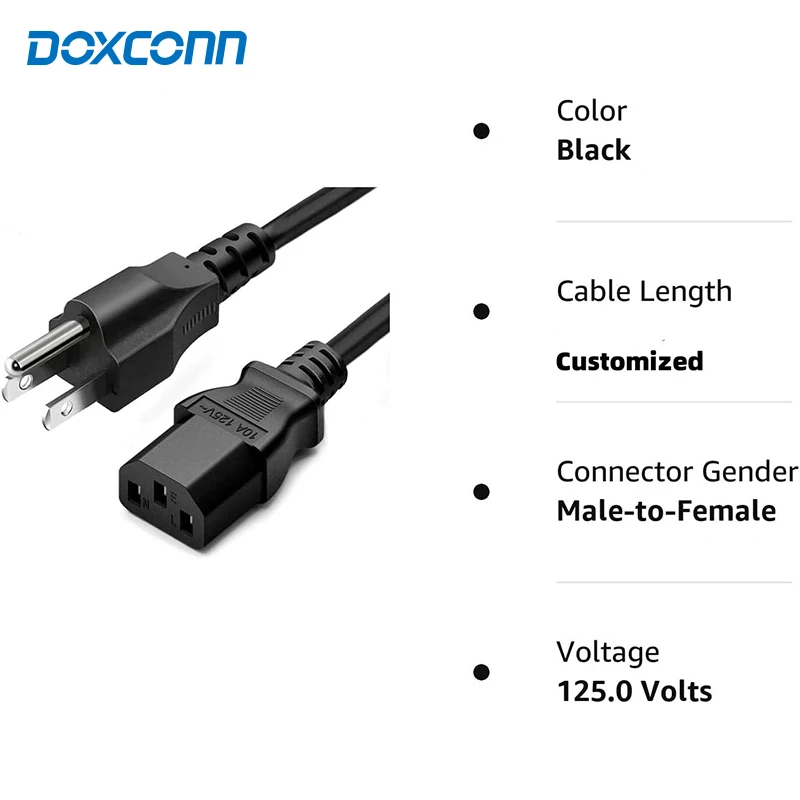 Шнур питания переменного тока, кабель для телевизора, кондиционера, холодильника IEC C5 C13 USA, штекер 3Pin 10A, компьютерный кабель питания