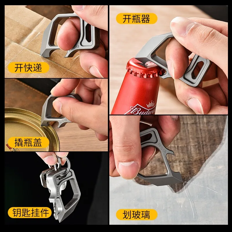 amazon hot sales edc titanium pry bar titanium alloy Trendy play Key fitting pry bar mini Bottle opener PioneerEDC