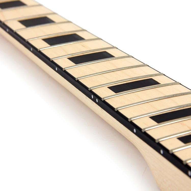 Yasen Unfinished Guitar Neck Replacement Black Block Canada Maple 24 Fret Guitar Neck with DIY Paddle Head