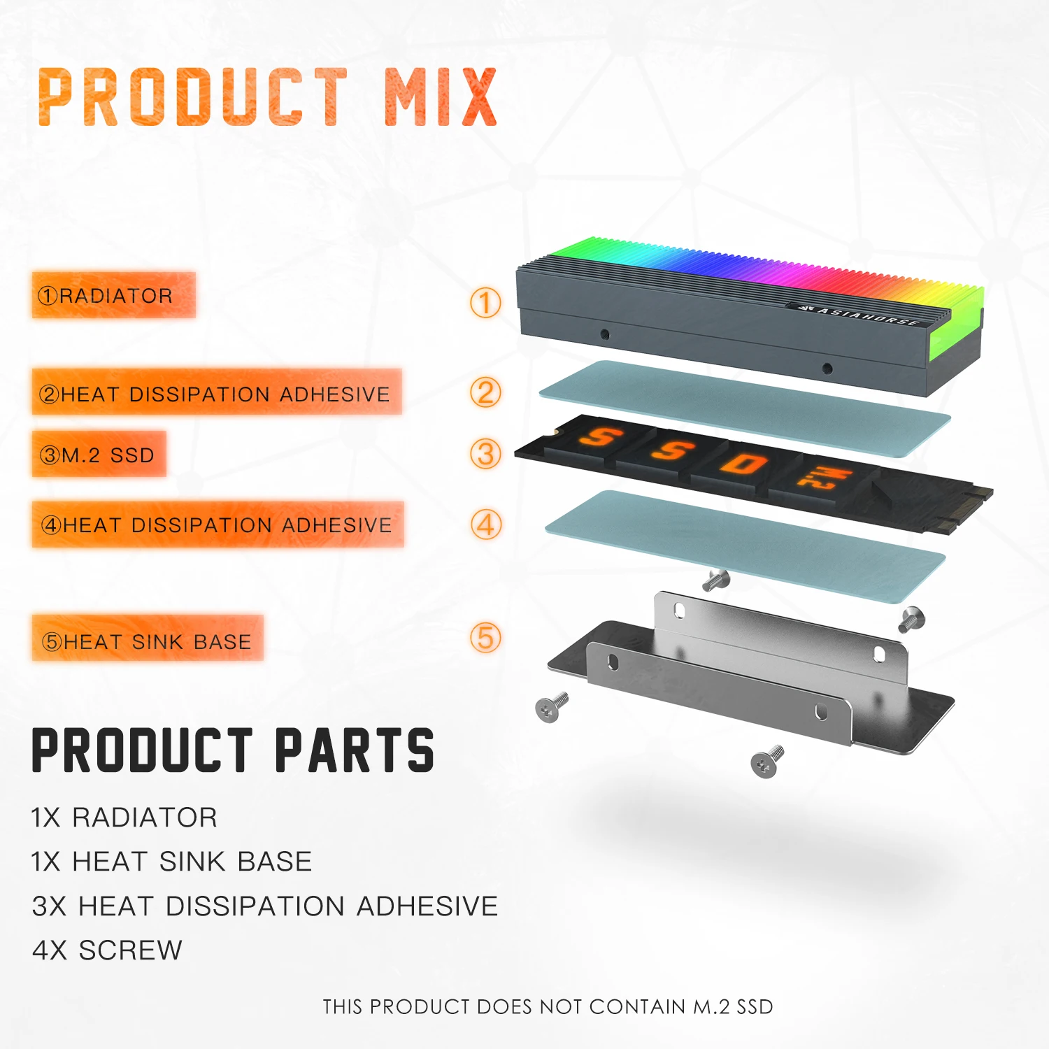 M2 SSD Heatsink 5V 3Pin NVME NGFF M.2 2280 Solid State Drive Hard Disk Cooling Radiator Heat Sink Cooler Vest Thermal Pad