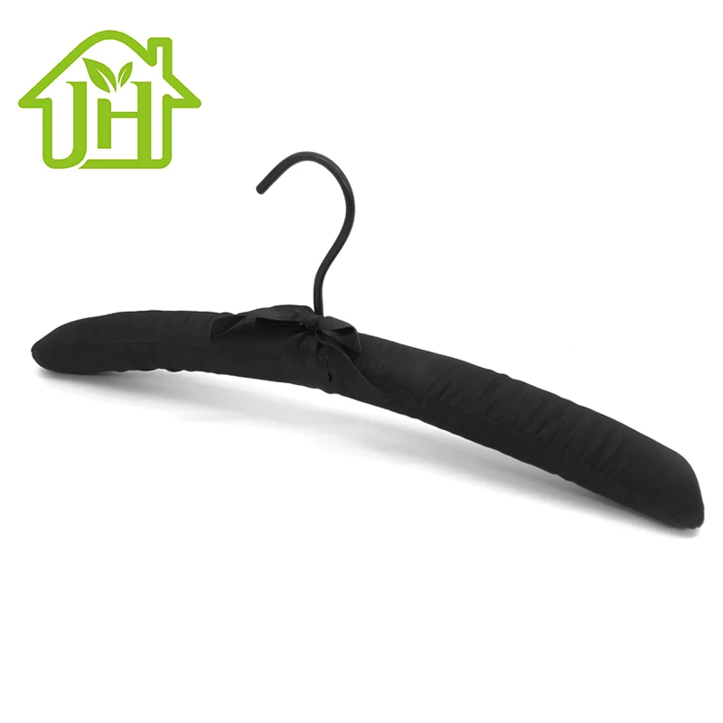 
Customizable factory direct selling high-quality black satin clothing hangers for shop 
