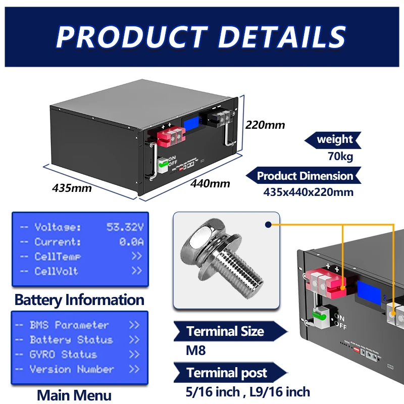 Home Energy Storage 5Kwh 10Kwh 15Kwh 20Kwh 25Kwh 48v 51.2v 100Ah 150Ah 200Ah 280Ah 300Ah 400Ah 500Ah Lithium Lifepo4 Battery