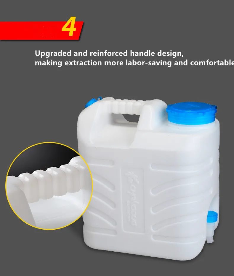 Outdoor Camping Water Container with Spigot Portable Water Storage Tank for Hiking Plastic Car Wash Water Jug Camp Storage