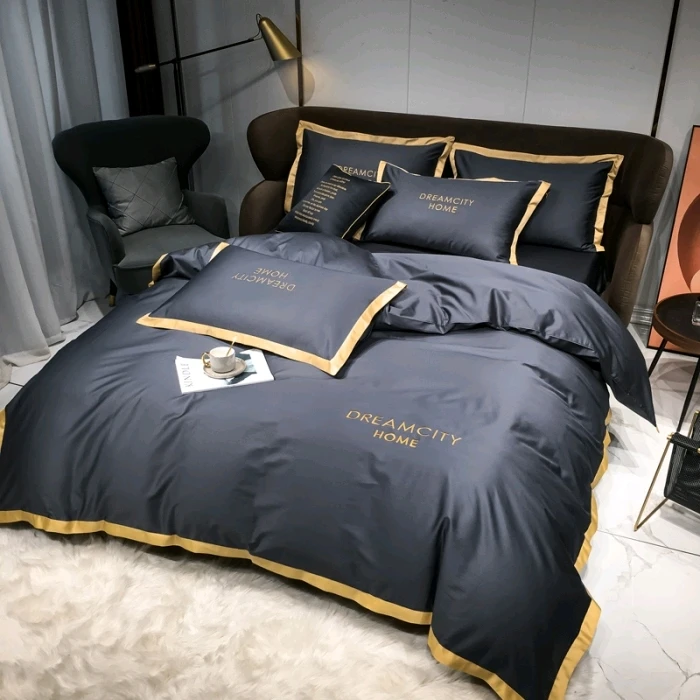  Hotel Luxury 100% cotton fabric bed clothes bedding sets with