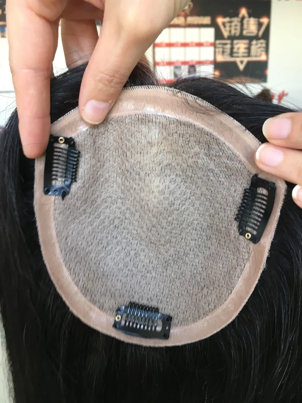 100% Virgin Human Hair Toupee Base Luxury 1 Piece INDIAN Hair Straight for Woman, Skin Feeling Silk 2-3 Years