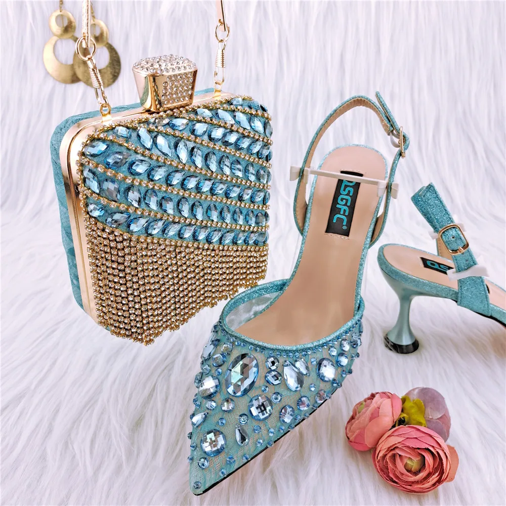 luxury wedding matching women fashion designer shoes and hand bags sets italian matching pouch african
