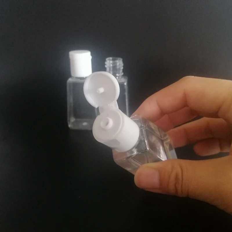 
60ml plastic pet hand sanitizer bottle with flip top cap, 2OZ flat octagon lotion bottle with cap 