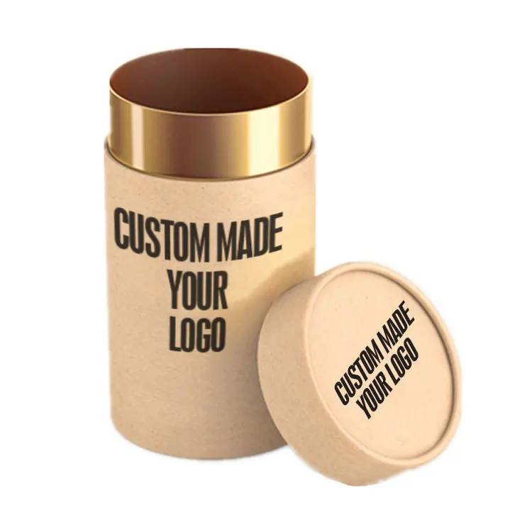 Custom Printed Cardboard Cylinder Candle Packaging Gift Round Kraft Paper Boxes With Lid