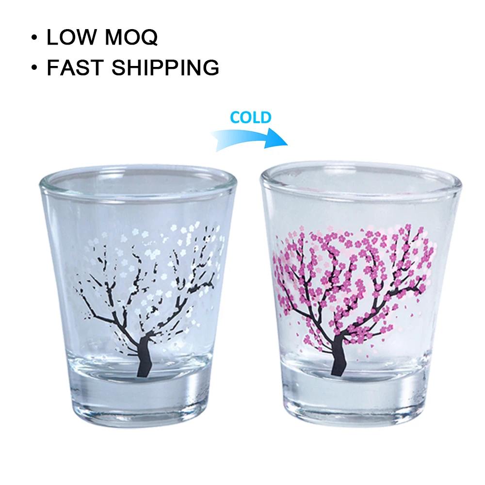 OEM Japanese custom blank sublimation color changing small glasses cup bullet shot sake glass