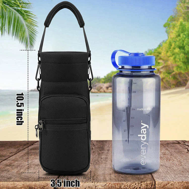 BSCI Factory Supplier Custom Logo Hiking Travel Outdoor Neoprene Sleeve Bottle Carrier Holder Cooler Sling Water Bottle Bag