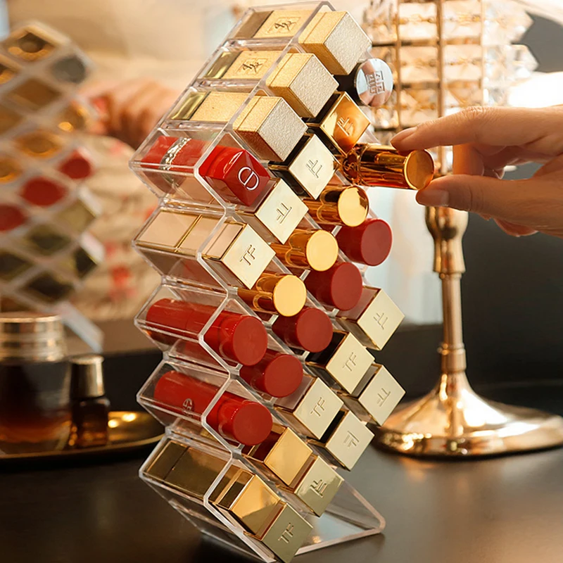 28 Grids Acrylic Lipstick Stand Holder Clear Makeup Organizer Storage Box Cosmetic Box Display Stand Make Up Organizer