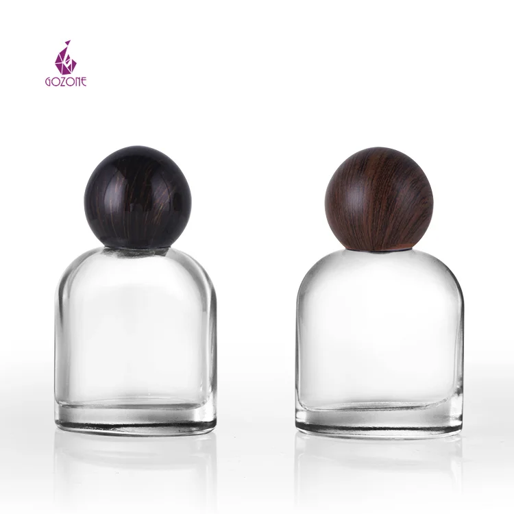 Flat Round 50Ml Small Perfume Glass Bottle With Spray Lid