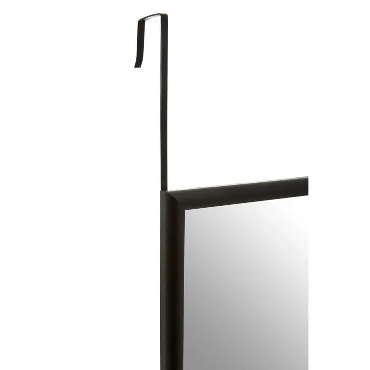 Long Full Body Mirror with Hanger and Shatter Resistant Glass Grey Framed Over the Door Full Length Mirror