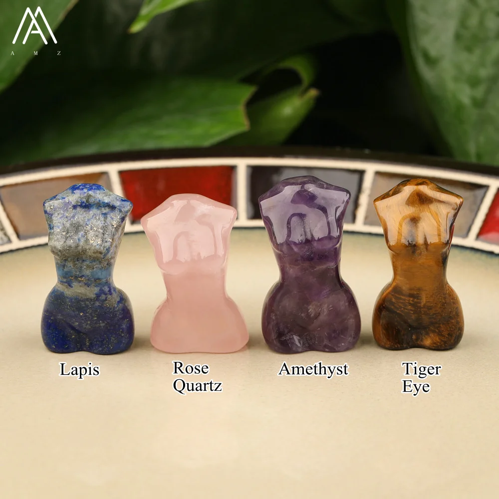 1.2 Inches Mini Model Decor DIY Jewelry , Healing Crystal Quartz Stone Carved Goddess Models Gifts