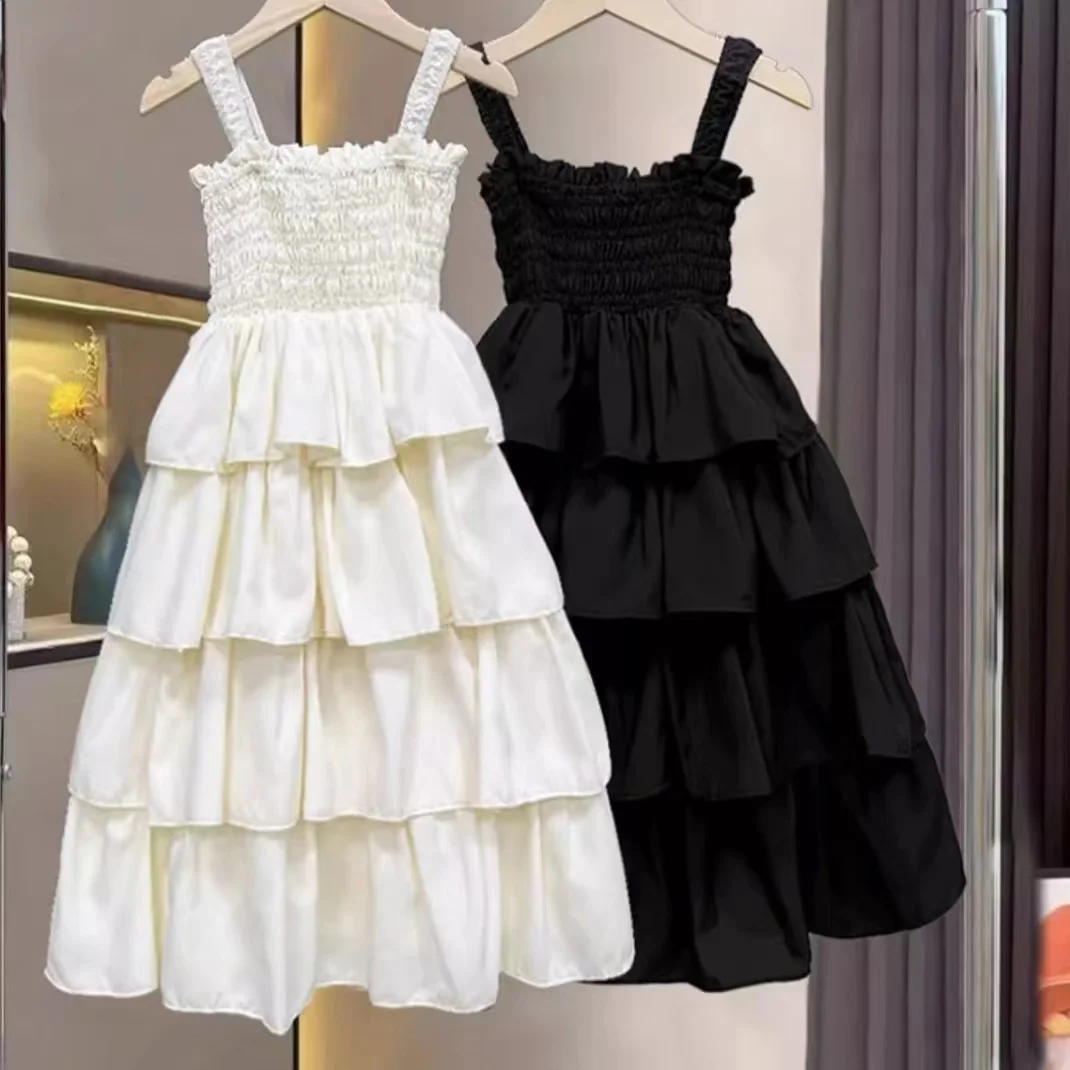 Summer 2024 4-16 years Girls Suspender Fashion Cake Dress