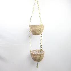Handmade round seagrass flower pot plant hanging baskets for plants outdoor
