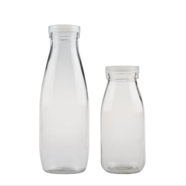 100ml 200ml 250ml 500ml 1000ml empty glass milk bottle with plastic/plate cap juice beverage drinking clear glass bottles