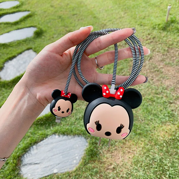 Big and small cartoon custom Data Line Cord charger cute animal cable bite  protector for phone