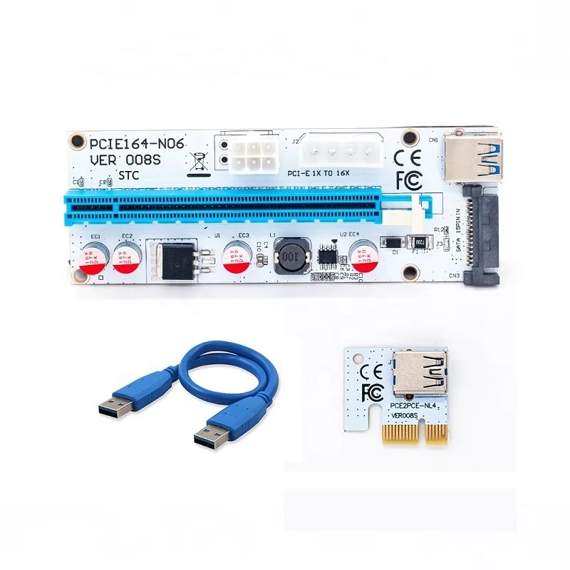 Переходная карта PCI-E версии 008s PCI express 1x к 16x USB 3,0 6 Pin компьютерных аксессуаров