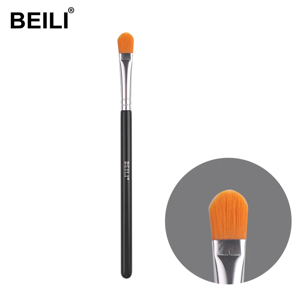 BEILI single make up brushes Factory Custom Logo eyeshadow Flat concealer brush orange synthetic hair make up brush set kit