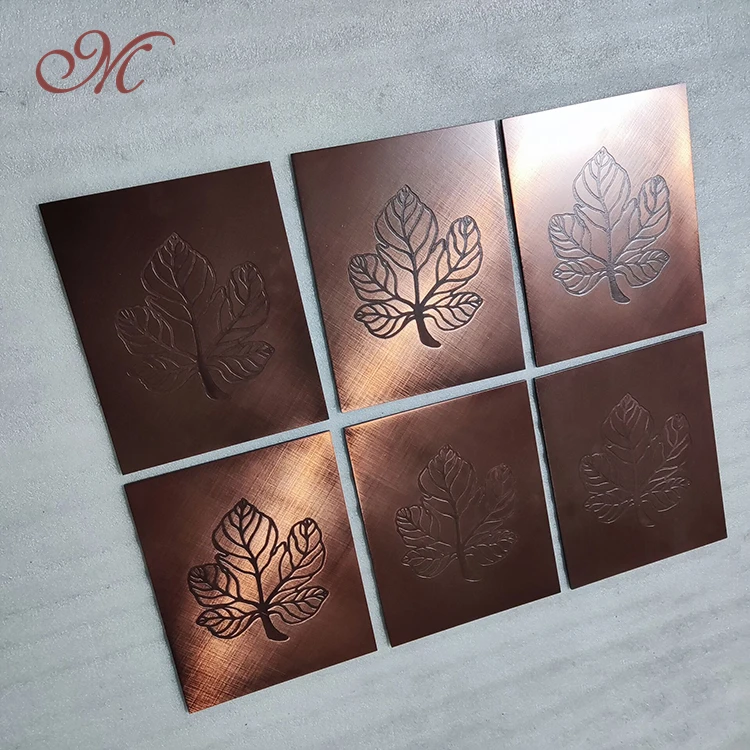 Custom Stainless Steel Engraved Gross Grain Copper Colour Wall Mount Logo Sign Plaque Plate Business Signage