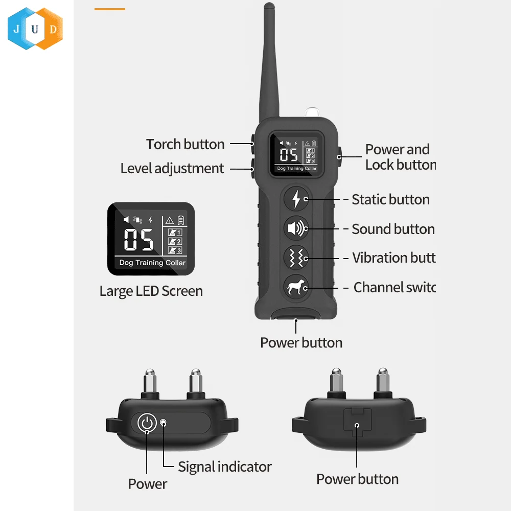 2023 New Arrival 99 Vibrate Shock Correction Hunting Dog Agility Training E Collar with 1000M Remote Control IP67 Waterproof