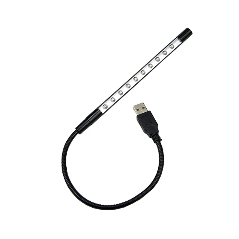LED USB Keyboard Night Light Flexible Lamp 10 LED for Reading Notebook PC Laptop