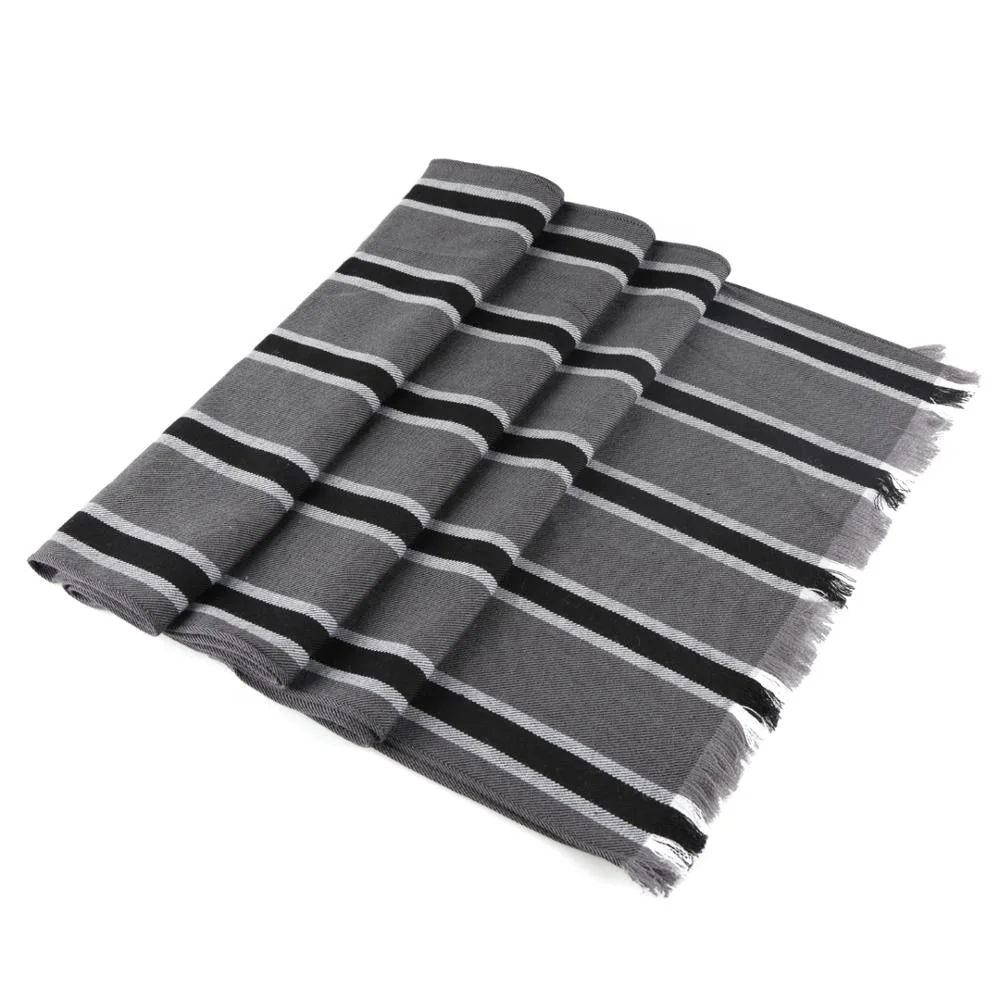 Man Fashion Handmade Winter Viscose Knitting Striped Mulfers Scarf