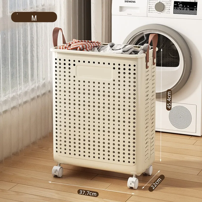 Collapsible Laundry Basket with Wheels and Handle  Foldable Laundry Hamper Rolling Basket for Bedroom Bathroom Dorm Toys Storage