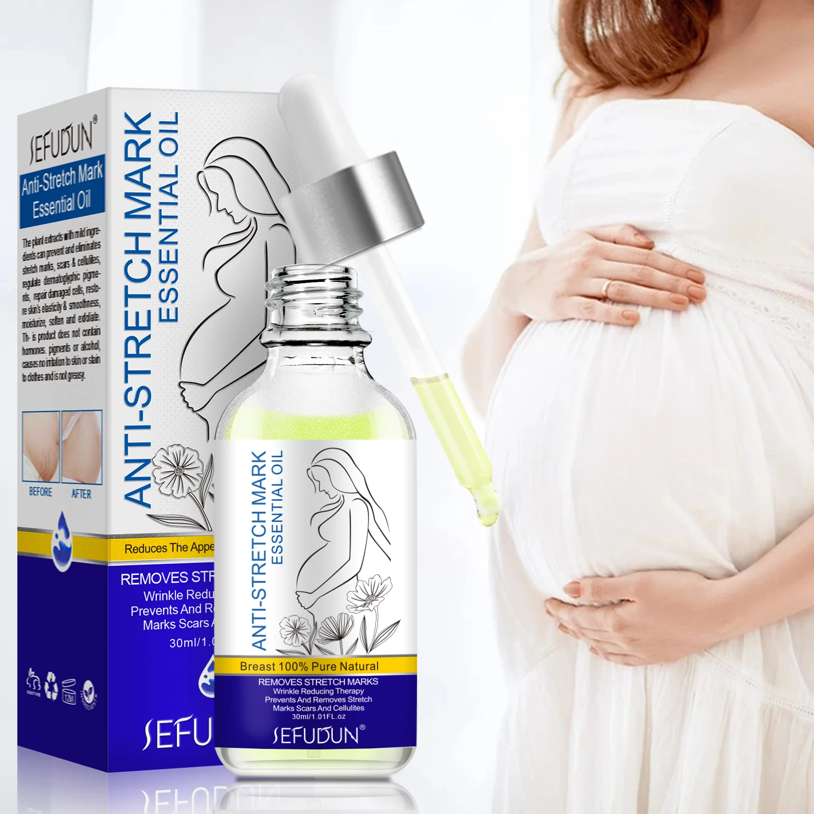 SEFUDUN body care 30 ml organic natural plant extract skin revitalizer anti-aging skin firming stretch marks essential oil