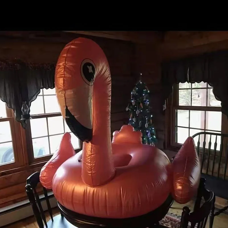 Inflatable Flamingo Pool Float Adult Size, 49 X 43 X 40 inch Large Blowpipe Pool Float Ride, Party Decoration Casual Toy