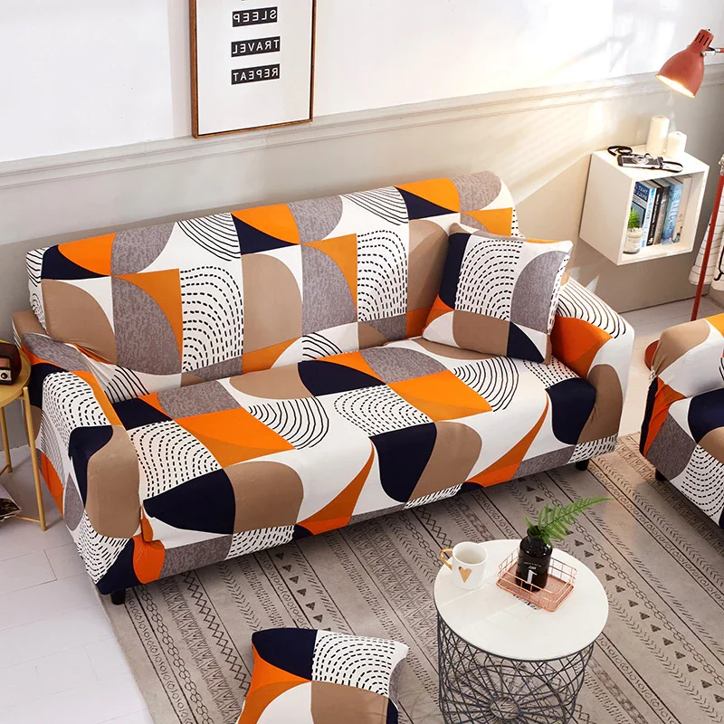 Elastic Sofa Cover for Living Room 1/2/3/4 Seater Polyester L-Shaped Corner Sofa Cover Geometric Patterns Slipcover Protector