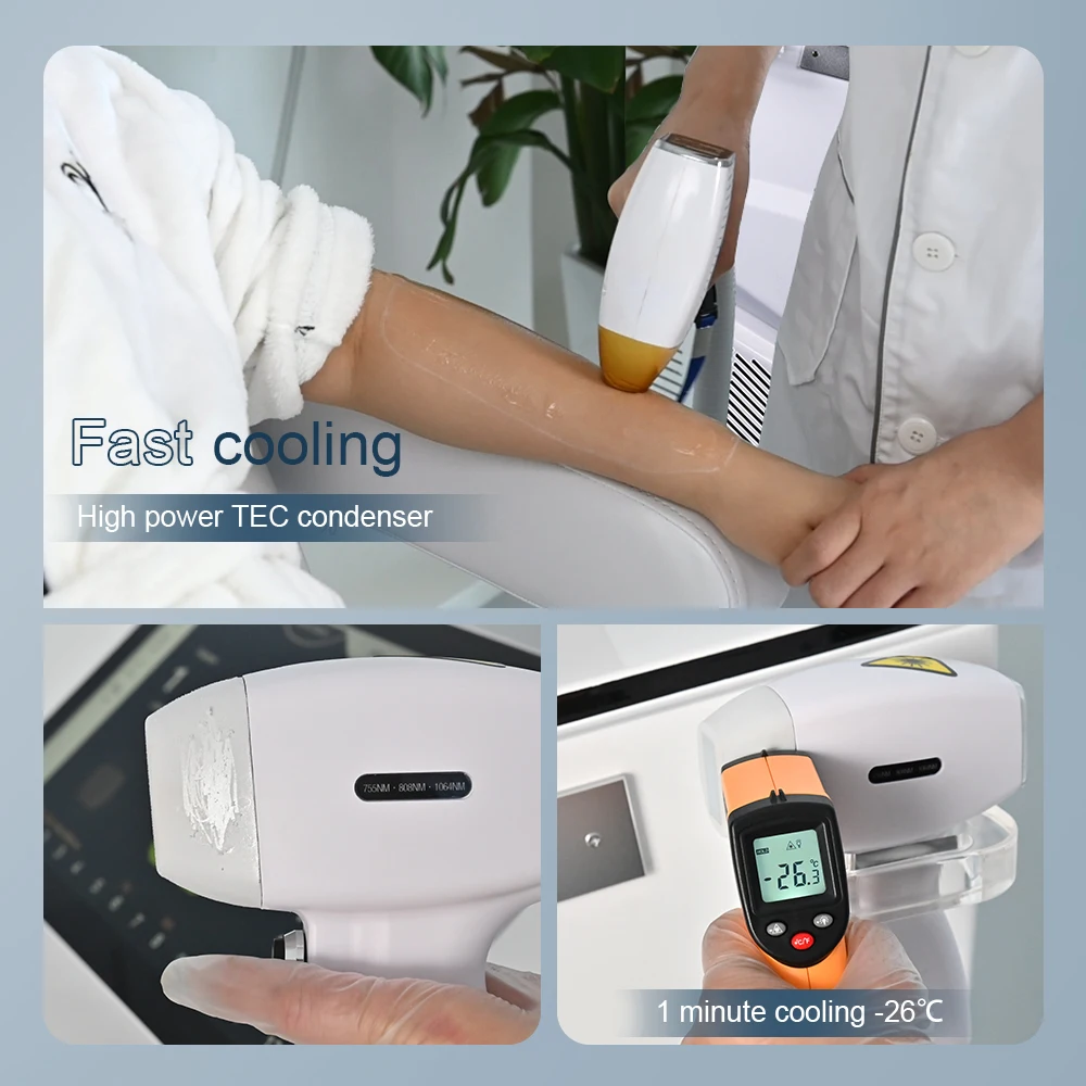 New AI smart skin analysis system ice titanium plus diode 755 808 940 1064nm laser 4 wave epilation hair removal machine