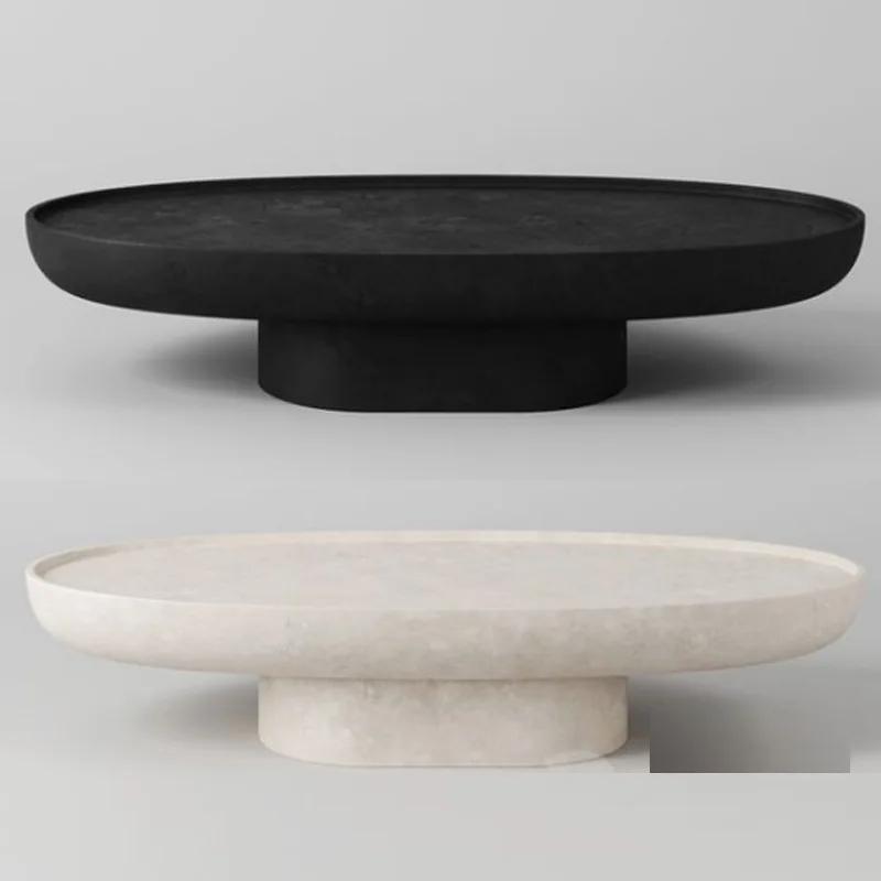 Современный центральный стол для гостиной в скандинавском стиле круглый из травертина овальный мраморный камень роскошный журнальный столик