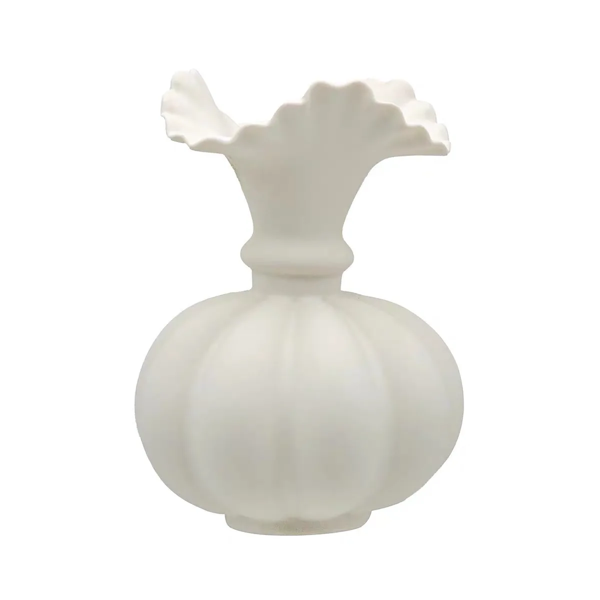 Creative Style Pumpkin Shape Tabletop Decor Ceramic Flower Vase For Office