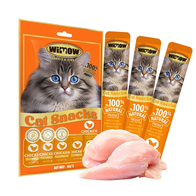 Factory cat snacks pet poached food ODM/OEM dog snacks Poached tuna and goat milk chicken breast Cat strip cat wet food