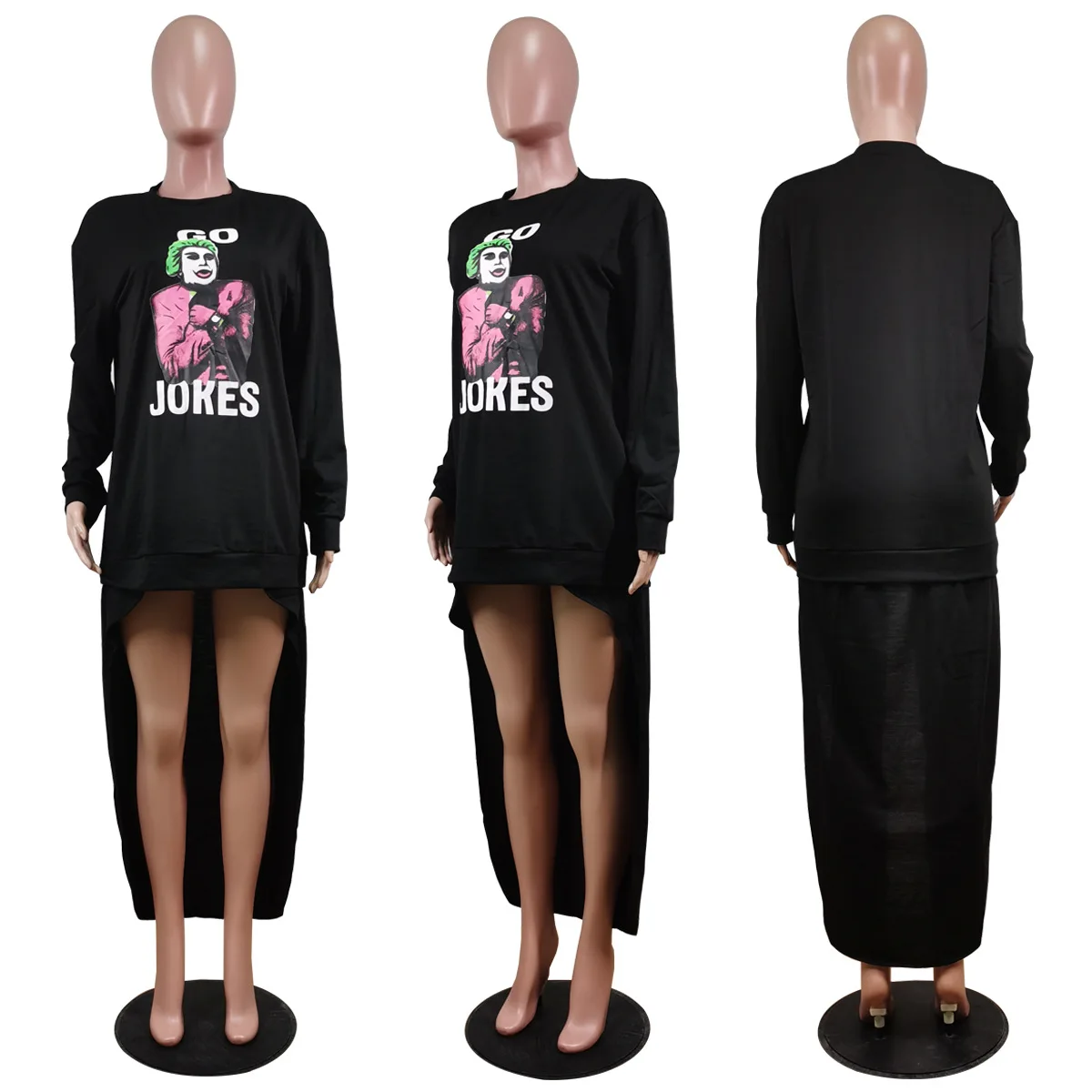 
GQ1082 Fashion printed blouse women Irregular top with pullover print personality clothing women 